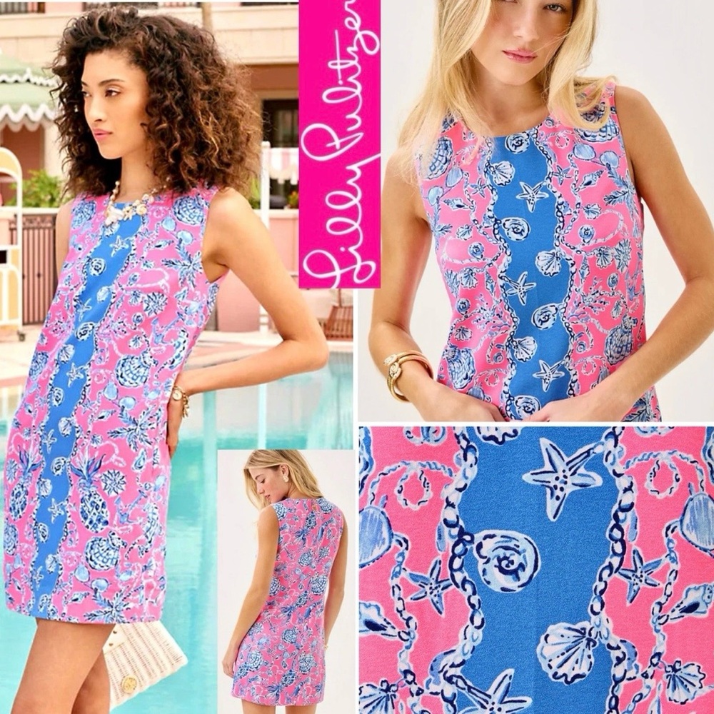 NWT Lilly Pulitzer Edita Shift Dress PINK BAREFOOT BEACHCOMBERS Sz 16 SOLD OUT